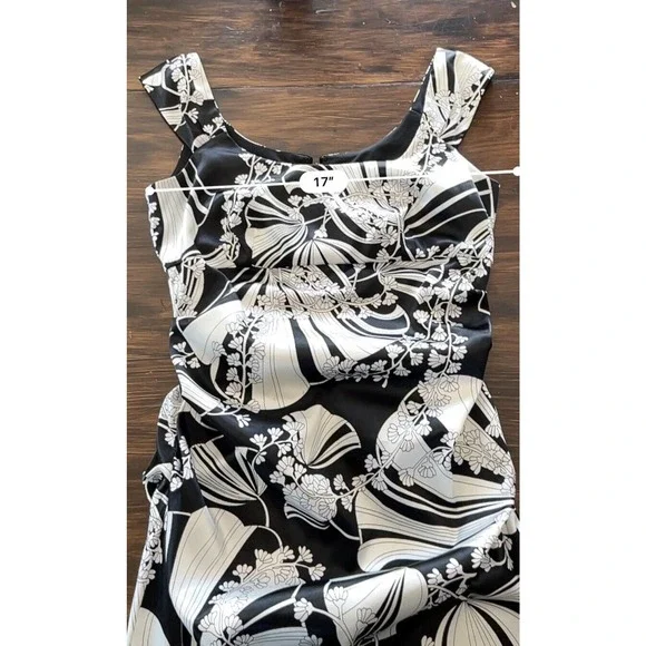 London Times Women's Black & White Midi Length Bodycon Cocktail Dress Size 10 - Picture 9 of 9